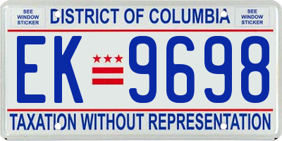 DC license plate EK9698