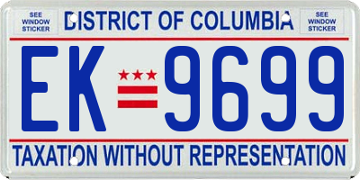 DC license plate EK9699