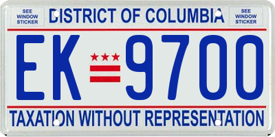 DC license plate EK9700