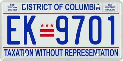 DC license plate EK9701