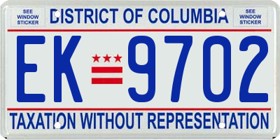 DC license plate EK9702