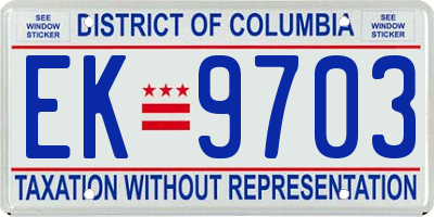 DC license plate EK9703