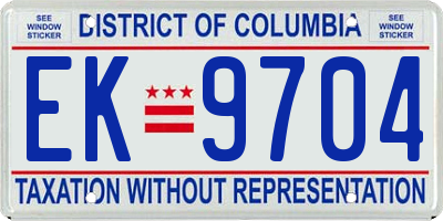 DC license plate EK9704