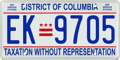 DC license plate EK9705