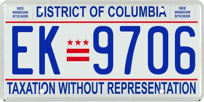 DC license plate EK9706