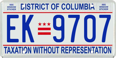 DC license plate EK9707