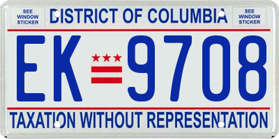 DC license plate EK9708