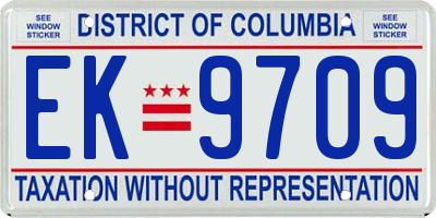 DC license plate EK9709