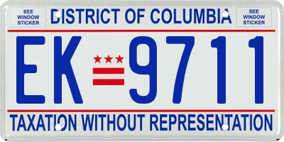 DC license plate EK9711