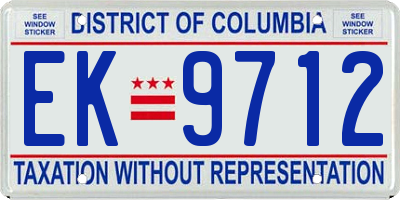 DC license plate EK9712