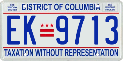 DC license plate EK9713