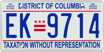 DC license plate EK9714