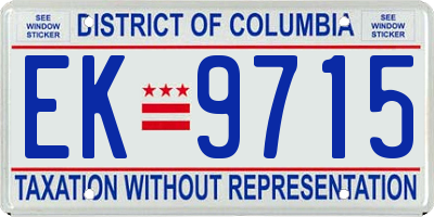 DC license plate EK9715