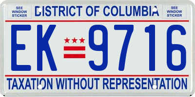 DC license plate EK9716