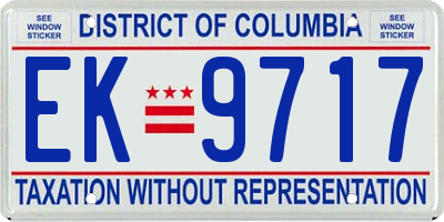 DC license plate EK9717