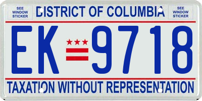 DC license plate EK9718