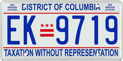 DC license plate EK9719