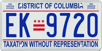 DC license plate EK9720