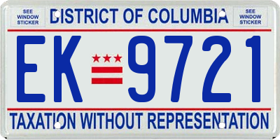 DC license plate EK9721