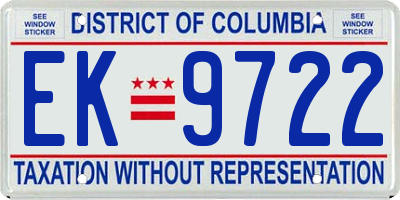 DC license plate EK9722