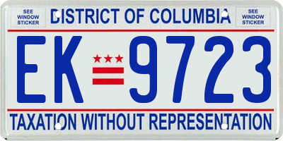 DC license plate EK9723