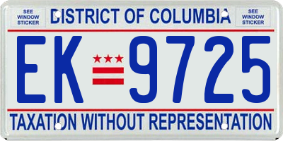 DC license plate EK9725