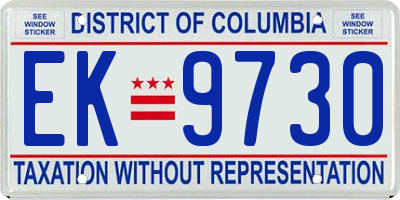 DC license plate EK9730