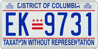 DC license plate EK9731