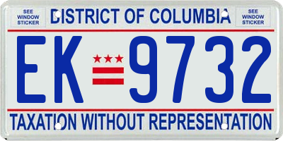 DC license plate EK9732