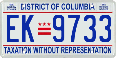 DC license plate EK9733