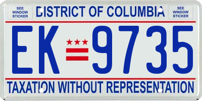 DC license plate EK9735