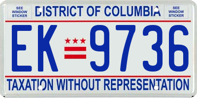 DC license plate EK9736