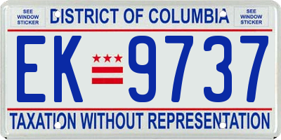 DC license plate EK9737