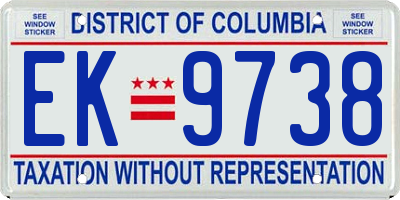 DC license plate EK9738