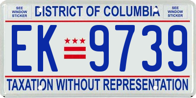 DC license plate EK9739