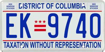 DC license plate EK9740