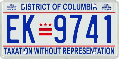 DC license plate EK9741