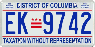 DC license plate EK9742