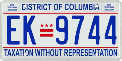 DC license plate EK9744