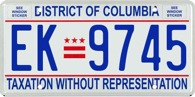 DC license plate EK9745