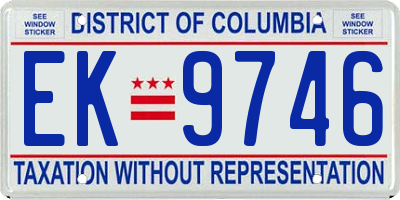 DC license plate EK9746