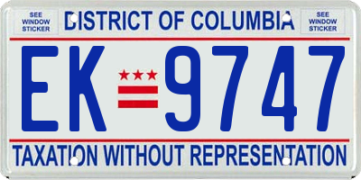 DC license plate EK9747