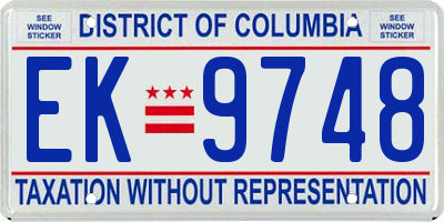 DC license plate EK9748