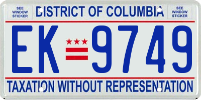 DC license plate EK9749