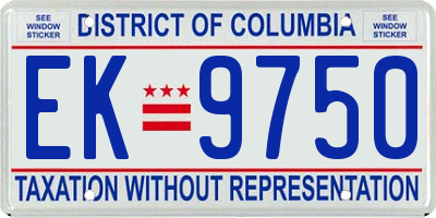 DC license plate EK9750