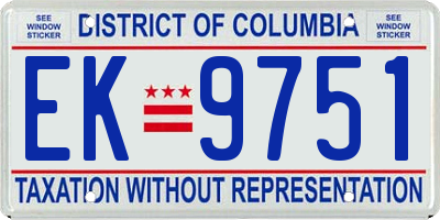 DC license plate EK9751