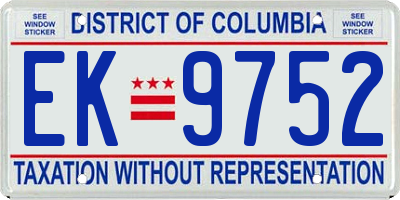 DC license plate EK9752