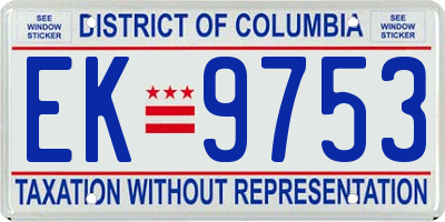 DC license plate EK9753