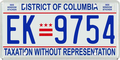 DC license plate EK9754