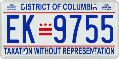 DC license plate EK9755